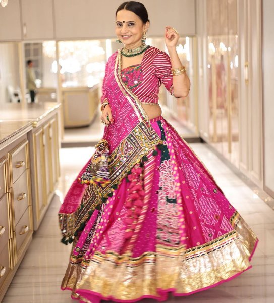 Pink Muslin Cotton Navratri Lehenga Choli with Real Mirror For Festival Garba Wear Navratri Lehnega Choli