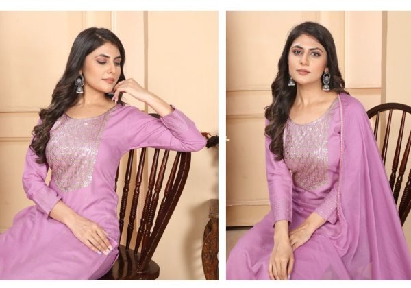 Pink Premium Rayon Sequins Work Festival Wear Readymade 3Piece Kurti Set 3 Piece Kurti Set