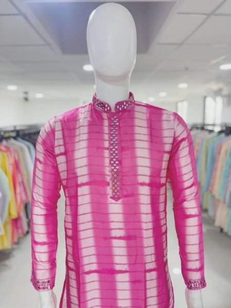 Pink Royal Silk Kurta Pajama for Men with Neck Work Exclusive Festival Wear  Kurta Pajama Wholesale