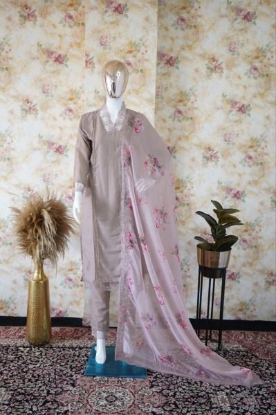 Pink Soft Muslin Silk Kurti Palazzo & Dupatta Set 3 Piece Kurti Set