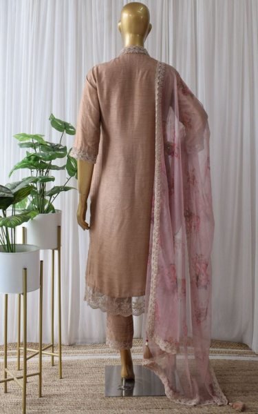 Pink Soft Muslin Silk Kurti Palazzo & Dupatta Set 3 Piece Kurti Set