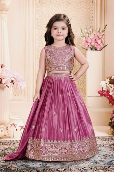 Pink Wedding Wear Chinon Silk Embroidered Lehenga for Women at Manufacturer Rate Girls Wear