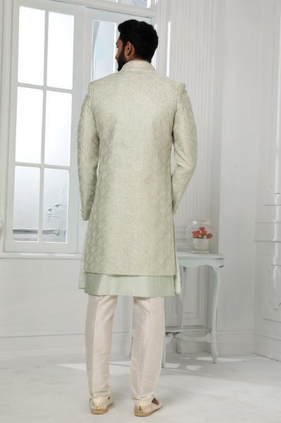 Pista Art Silk Jacket Set with Aligadhi Pant for Wedding Wear at Wholesale Rate Kurta Pajama Wholesale