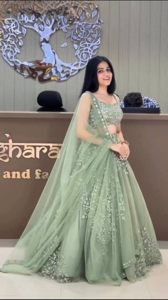 Pista Butterfly Net Lehenga with Sequence Work for Wedding Wear Designer Lehenga Choli