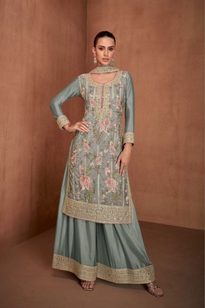 Pista Color Real Chinon Best Quality Suit Set  Designer Plazzo Salwar Suits Wholesale