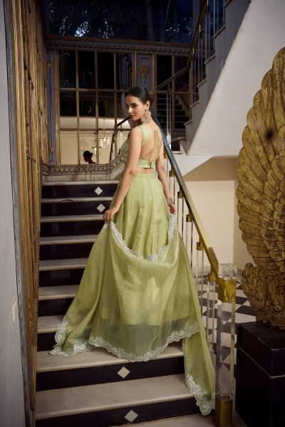Pista Engagement Lehenga Choli in Gold Crush With Jarkan Diamond Blouse Set Designer Lehenga Choli