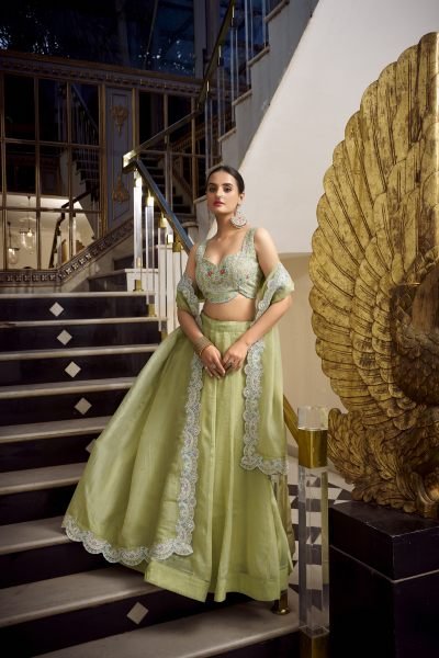Pista Engagement Lehenga Choli in Gold Crush With Jarkan Diamond Blouse Set Designer Lehenga Choli