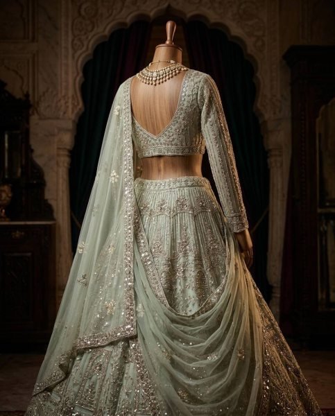 Pista Soft Net Lehenga Choli with Coding Sequins Work and Soft Net Dupatta For Bridal Bridal Lehenga Choli