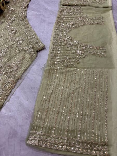 Pista Soft Net Lehenga Choli with Coding Sequins Work and Soft Net Dupatta For Bridal Bridal Lehenga Choli