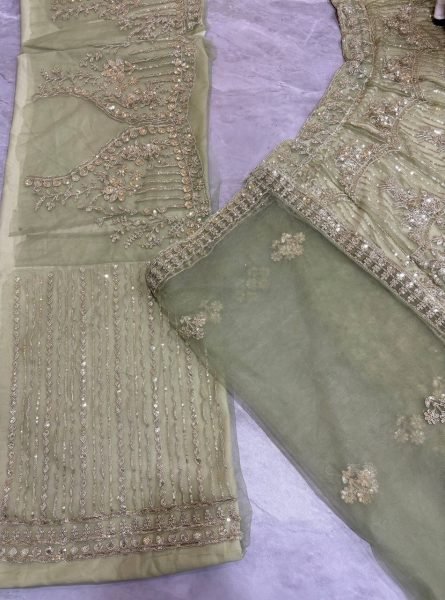 Pista Soft Net Lehenga Choli with Coding Sequins Work and Soft Net Dupatta For Bridal Bridal Lehenga Choli