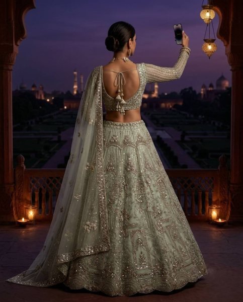 Pista Soft Net Lehenga Choli with Coding Sequins Work and Soft Net Dupatta For Bridal Bridal Lehenga Choli