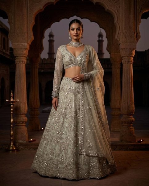 Pista Soft Net Lehenga Choli with Coding Sequins Work and Soft Net Dupatta For Bridal Bridal Lehenga Choli