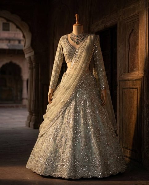 Pista Soft Net Lehenga Choli with Coding Sequins Work and Soft Net Dupatta For Bridal Bridal Lehenga Choli