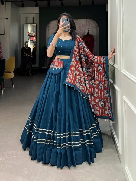 Plain With Gota Patti Pure Cotton Navratri Lehenga Choli  Navratri Lehnega Choli