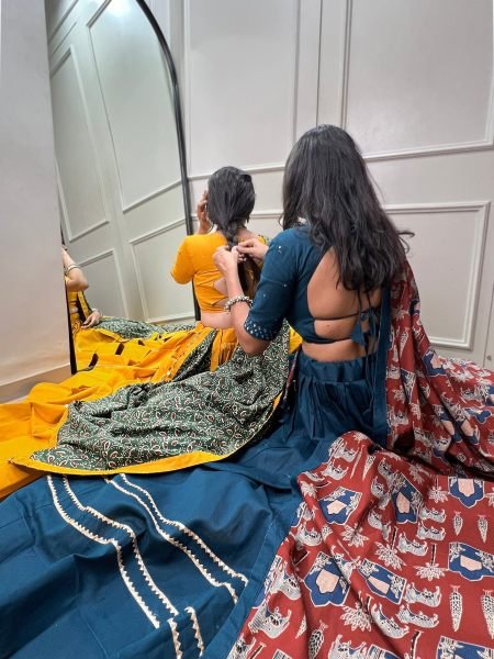 Plain With Gota Patti Pure Cotton Navratri Lehenga Choli  Navratri Lehnega Choli