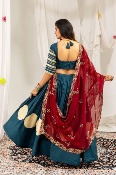 Plush Blue Pure Rayon Lehenga Choli with Gota Work and Heavy Embroidery at Wholesal Rate Navratri Lehnega Choli