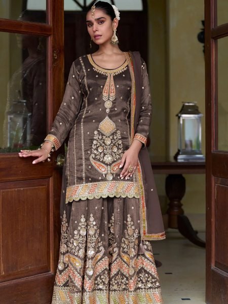 Plush Brown New Arrival Designer Silk Collection at Wholesale Rate 