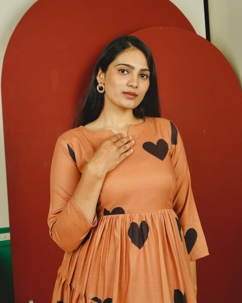 Plush Orange Elegant Parampara Cotton Flared Gown for Daily and Festive Wear Western Ladies Top Wholesale