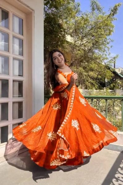 Plush Orange Latest Designer Suit Set for Women Special Occasions Ready To Wear Collection