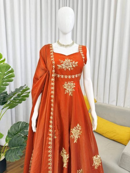 Plush Orange Latest Designer Suit Set for Women Special Occasions Ready To Wear Collection