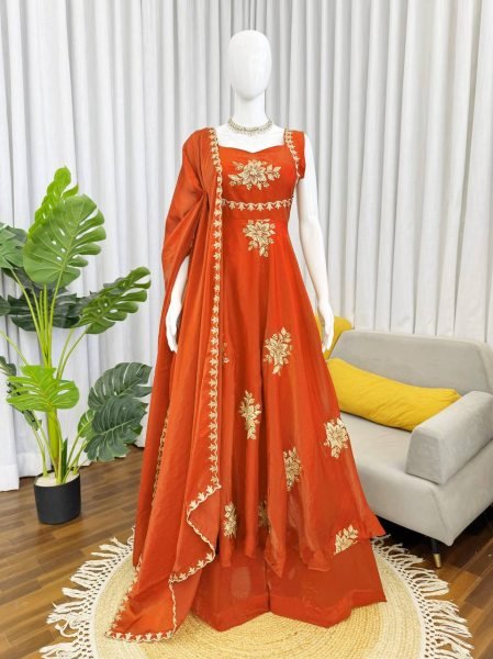Plush Orange Latest Designer Suit Set for Women Special Occasions Ready To Wear Collection