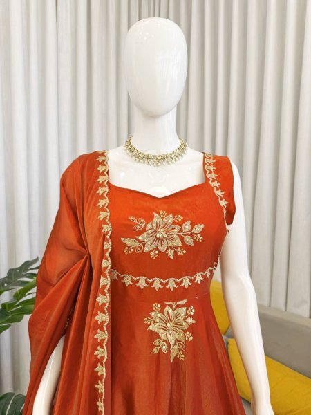 Plush Orange Latest Designer Suit Set for Women Special Occasions Ready To Wear Collection