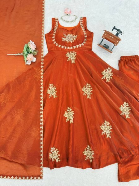 Plush Orange Latest Designer Suit Set for Women Special Occasions Ready To Wear Collection