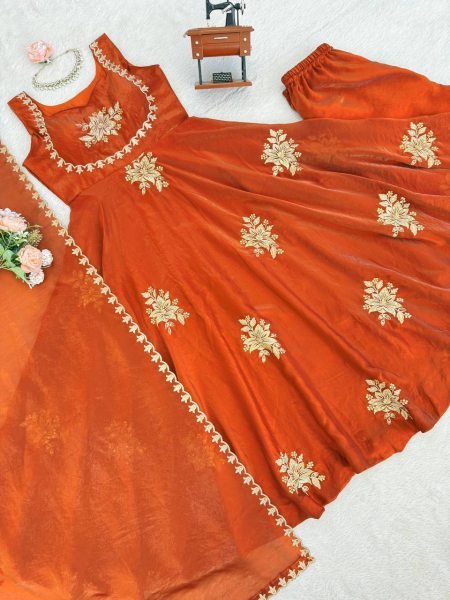 Plush Orange Latest Designer Suit Set for Women Special Occasions Ready To Wear Collection