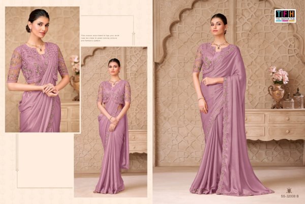 Plush Purple Gold Shimmer Satin Georgette Saree with Designer Jacket Blouse Designer Wedding Sarees Wholesale
