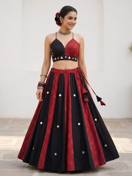 Plush Red Ajrakh Cotton Lehenga with Heavy Designer Blouse For Wholesale Rate