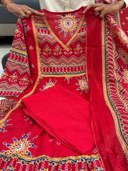 Plush Red New Arrival Cotton Anarkali Collection at Wholesale Rate Anarkali Kurtis 