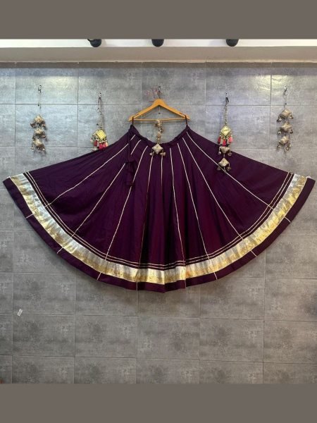 Plush Wine Rayon Cotton Long Skirt with Heavy Lampi Lace Border for Festive Wear  Lehenga