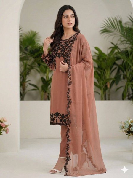 Polished Brown Sequence Embroidered Suit with Georgette Dupatta for Festive Wear Ready To Wear Collection