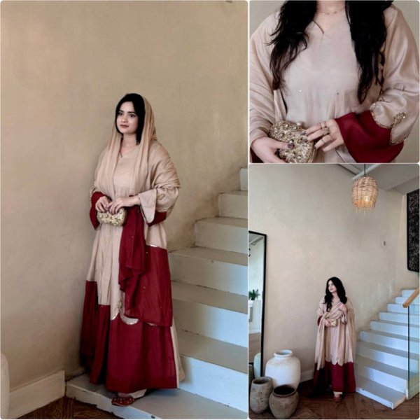 Polished Cream Designer Satin Rayon Kaftan Bottom Dupatta Set for Women Ready To Wear Collection