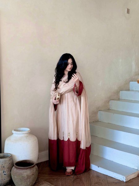Polished Cream Designer Satin Rayon Kaftan Bottom Dupatta Set for Women Ready To Wear Collection