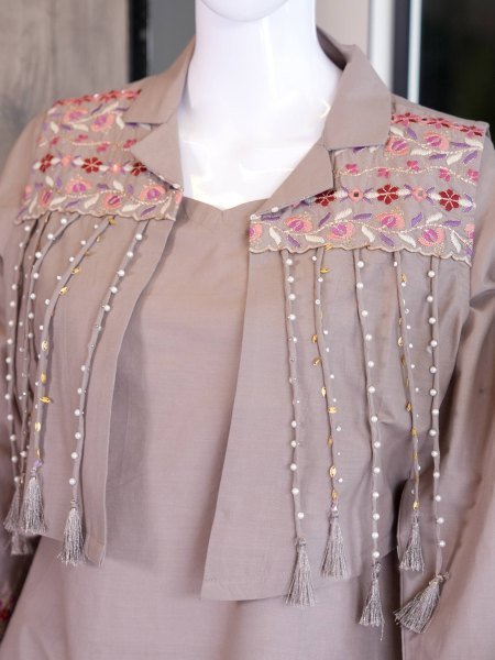 Polished Mauve Dhabu Cotton Palazzo Suit Set for Women with Ready to Wear Design CO ORD Sets