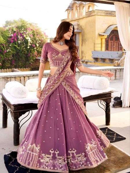 Polished Mauve Star Gorget Designer Lehenga Choli with Sequin Thread Work at Wholesale  