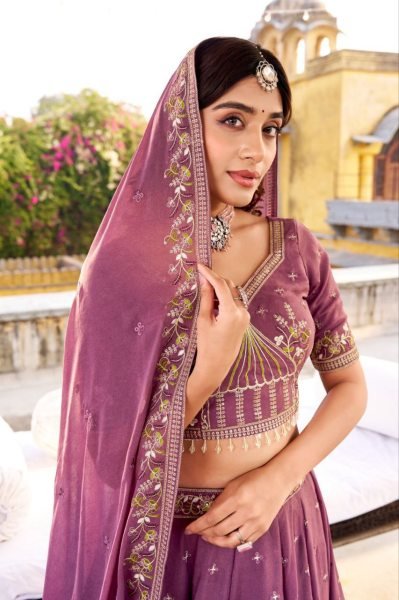 Polished Mauve Star Gorget Designer Lehenga Choli with Sequin Thread Work at Wholesale  Designer Lehenga Choli