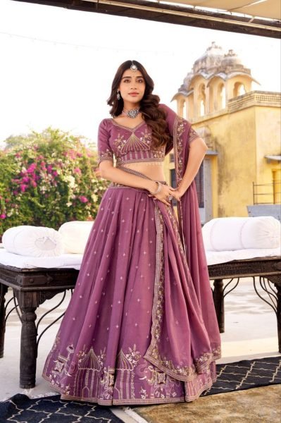 Polished Mauve Star Gorget Designer Lehenga Choli with Sequin Thread Work at Wholesale  Designer Lehenga Choli