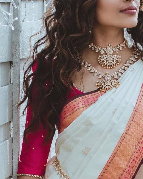 Pongal 2026 White Soft Lichi Silk Saree with Rich Jacquard Work South Indian Saree 