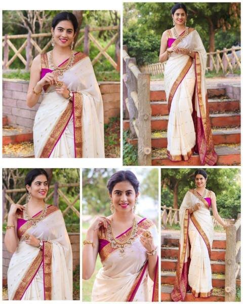 Pongal 2026 White Soft Lichi Silk Saree with Rich Jacquard Work South Indian Saree 