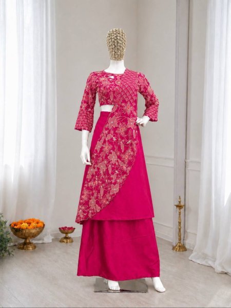 Customizable Pink Lehenga with Attached Pallu and Embroidered Blouse for Ladies Designer Lehenga Choli