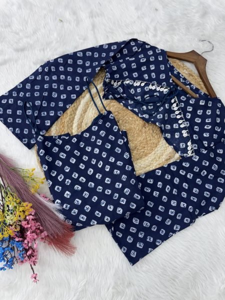 Portable Blue Wholesale Cotton Bandhej Ethnic Wear Collection for Boutiques Tunics kurti