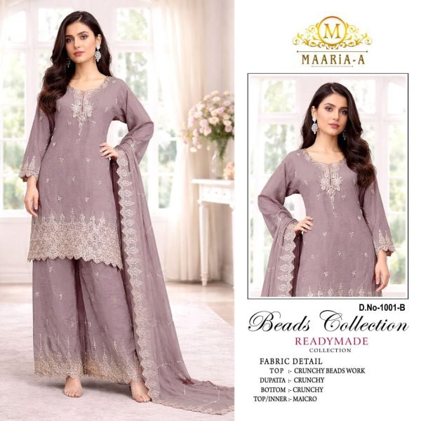 Portable Mauve Elegant Beads and Sequins Embroidered Palazzo Suit for Women Designer Plazzo Salwar Suits Wholesale