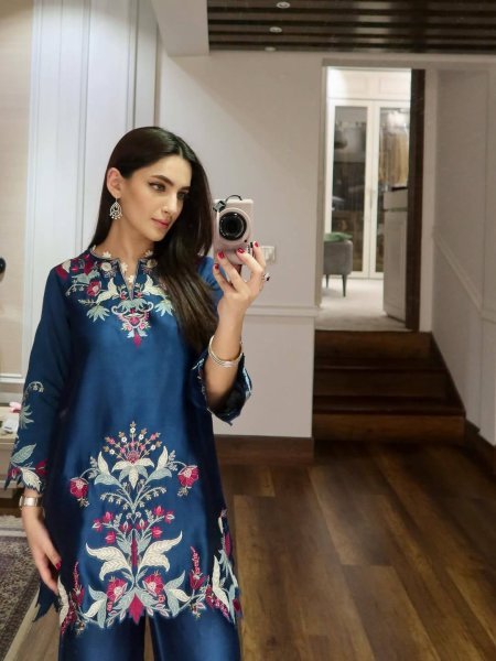 Portable Navy Blue Designer Embroidered Co Ord Set for Party Wear CO ORD Sets