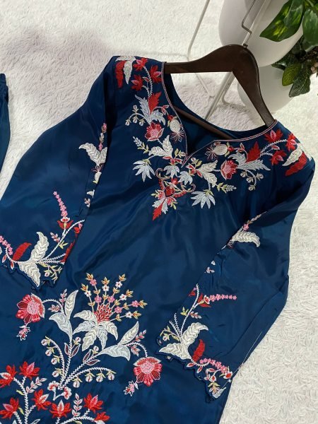 Portable Navy Blue Designer Embroidered Co Ord Set for Party Wear CO ORD Sets