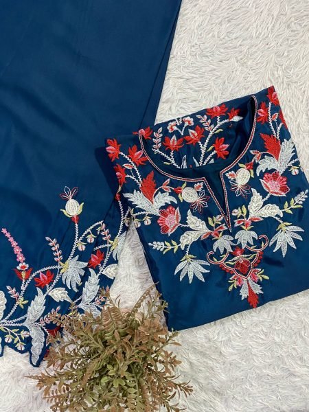 Portable Navy Blue Designer Embroidered Co Ord Set for Party Wear CO ORD Sets