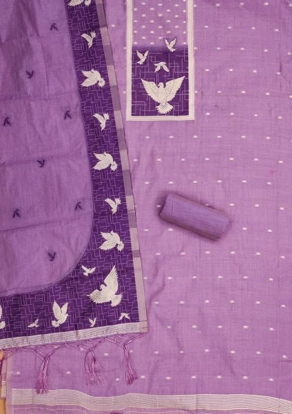 Portable Purple Pichwai Weaving Suit Fabric for Boutique and Reseller Buyers Cotton Dress Material