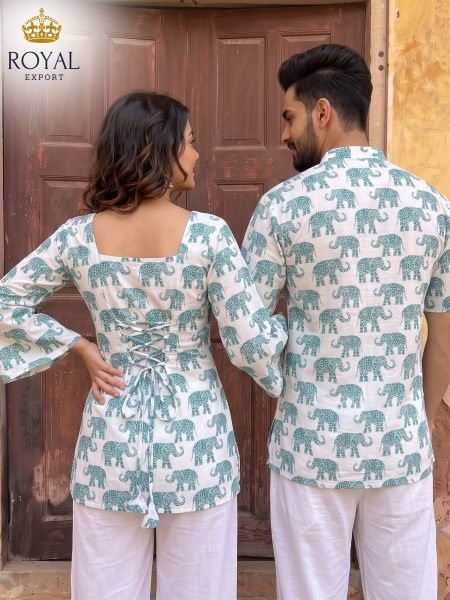 Portable White Premium Cotton Matching Couple Dress Combo for Diwali Couple Combo collection 
