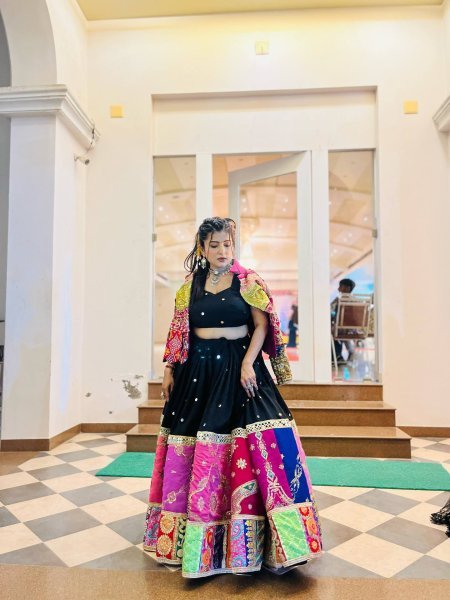 Practical Black Muslin Cotton Lehenga Choli with Real Mirror Work and Designer Koti at Manufacturer Rate Navratri Lehnega Choli